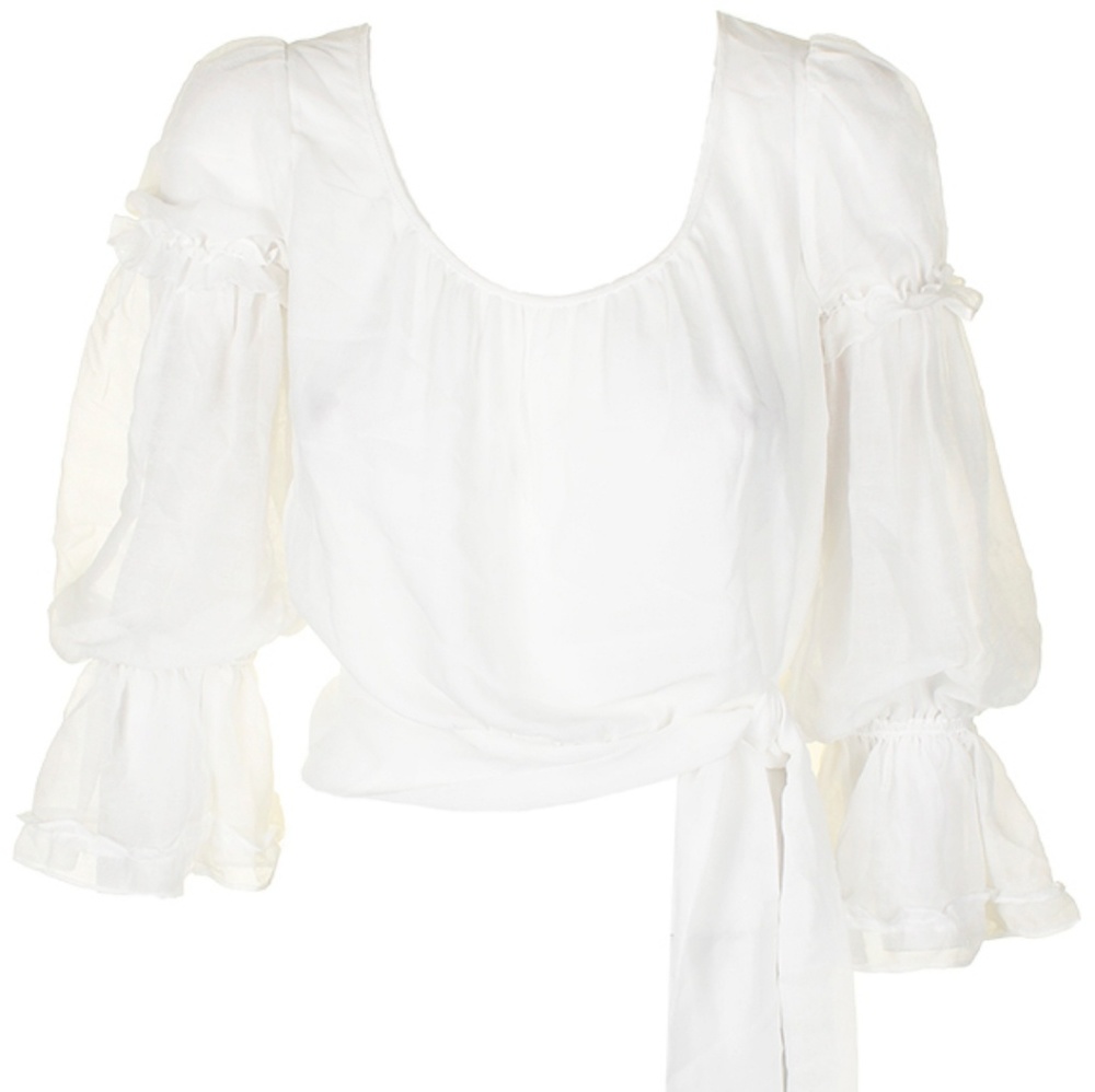 Max Studio London Ivory Solange Tie Waist Top